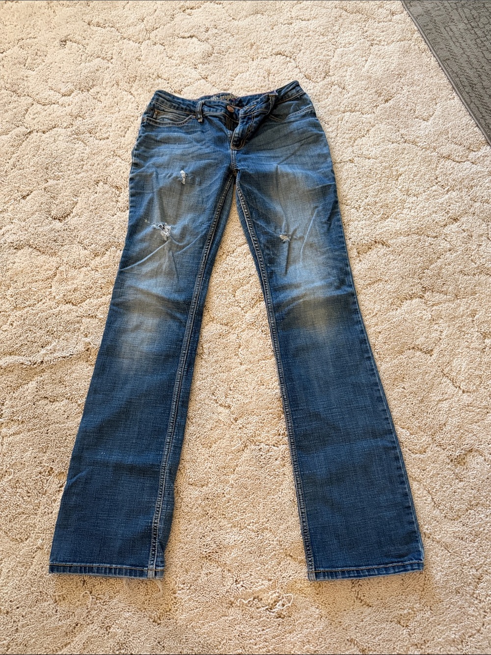 Wrangler Blue Women's Bootcut Jeans with Subtle Distressing